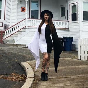 Killstar black and white bell sleeve dress